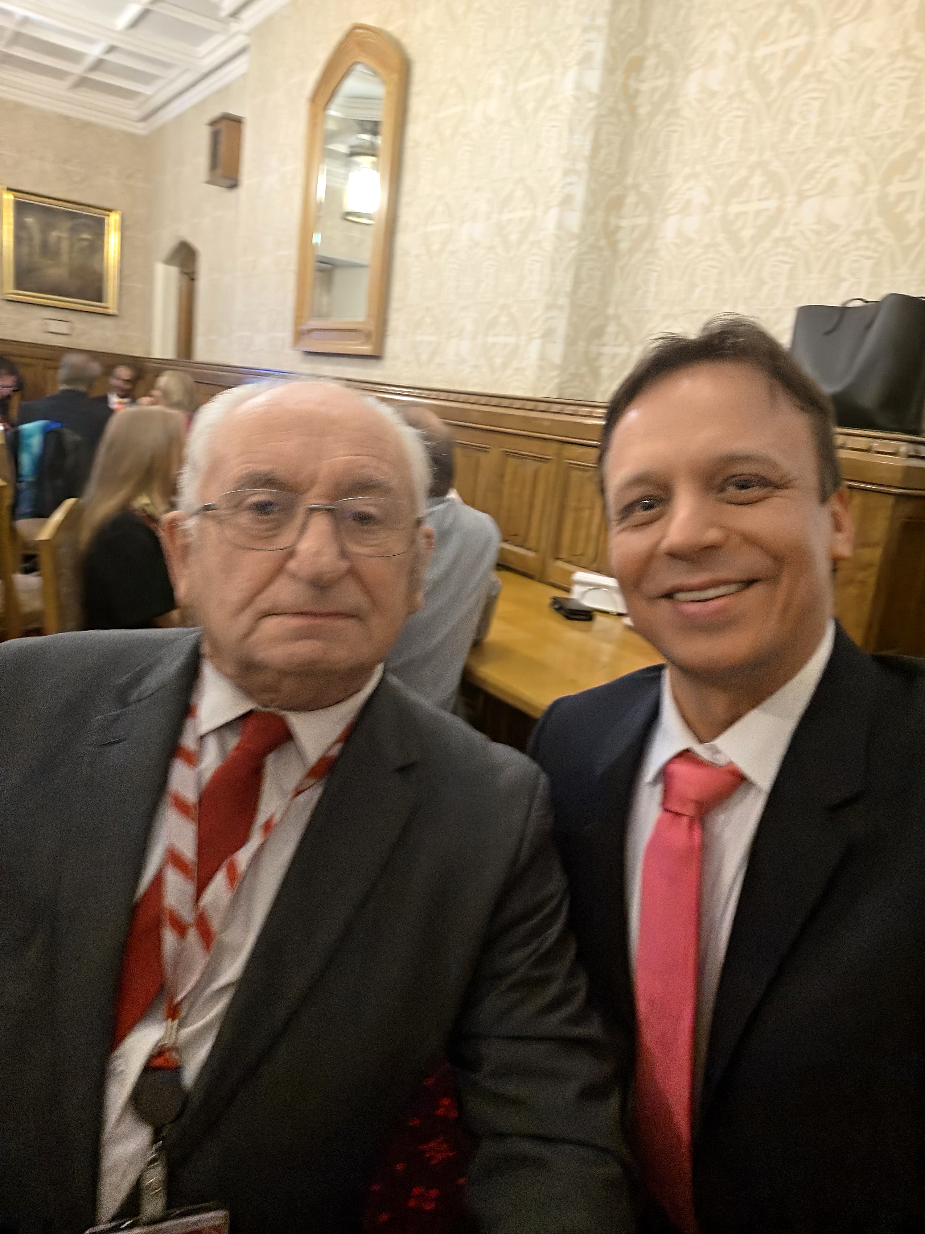 Tony Pajunen having tea with Lord Bird at the House of Lords